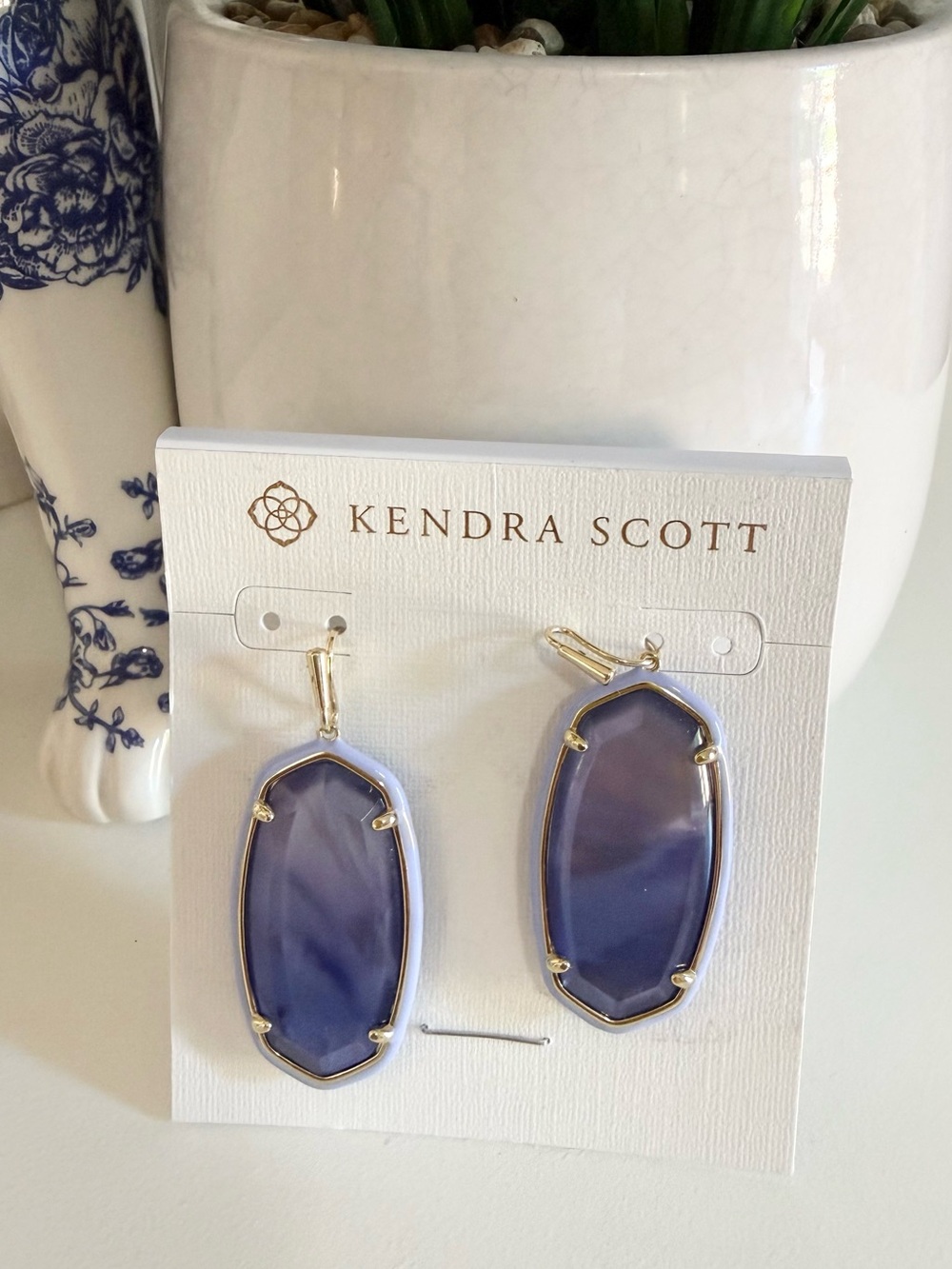 Kendra Scott Elle Gold Enamel Framed Drop Earrings